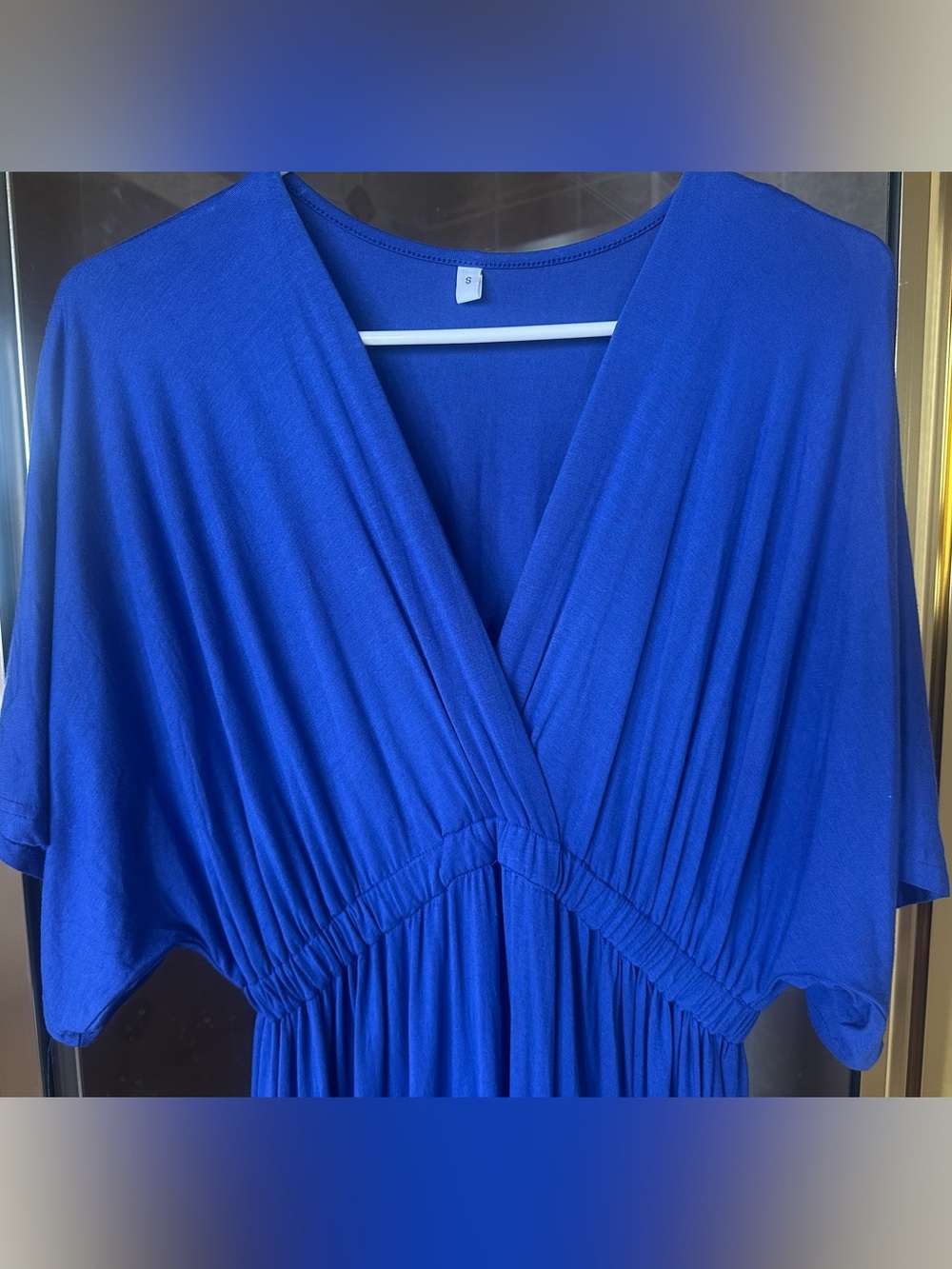 Women's Royal Blue V-Neck elastic Waist Dress - Size Small